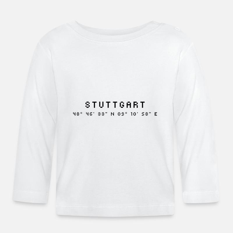 Stuttgart Koordinaten - Baby Bio-Langarmshirt - Weiß