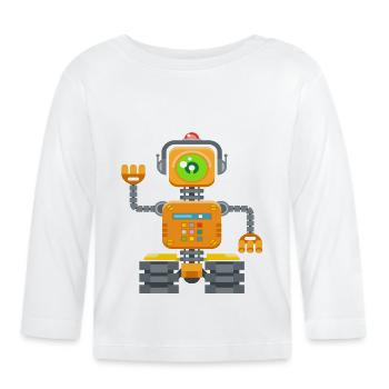 robot - T-shirt manches longues bio Bébé - blanc - Devant