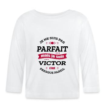 VICTOR PARFAIT - PRENOM VICTOR - T-shirt manches longues bio Bébé - blanc - Devant