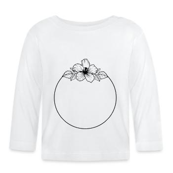 Hibiscus Boho Fleur peinte à la main - T-shirt manches longues bio Bébé - blanc - Devant
