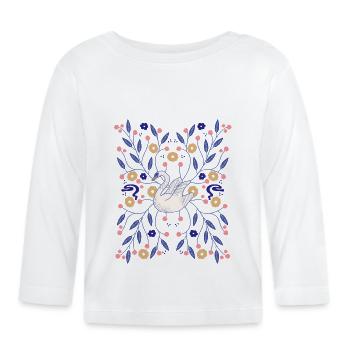 Schwan Dekor - Baby Bio-Langarmshirt - Weiß - Vorne