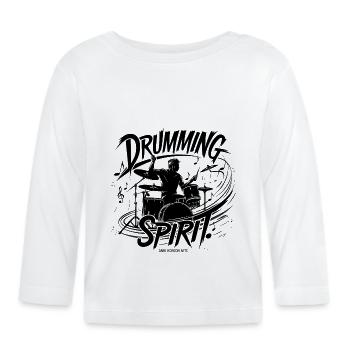 Drumming Spirit - Dynamic Blackwork Art - Baby Bio-Langarmshirt - Weiß - Vorne