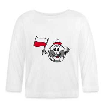 Fußball Polen, EM, soccer, championship, Fahne - Baby Bio-Langarmshirt - Weiß - Vorne