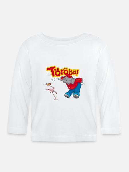 Benjamin Blümchen mit Flamingo Törööö! - Baby Bio-Langarmshirt - Weiß