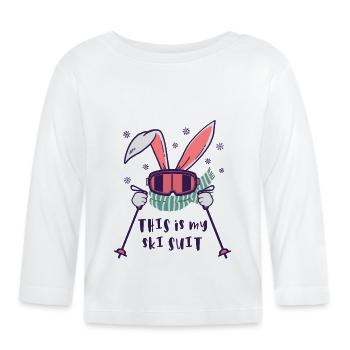 This is my Ski Suit Skiing Rabbit with ski poles - Organic Baby Long Sleeve T-Shirt - white - Front