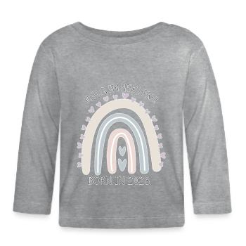 Born in 2023 - Organic Baby Long Sleeve T-Shirt - heather grey - Front