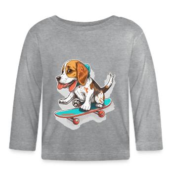Patte patineur - T-shirt manches longues bio Bébé - gris chiné - Devant
