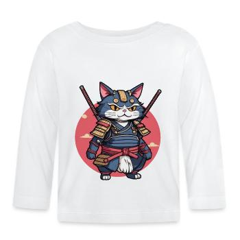 Samurai-Katze #2 - Baby Bio-Langarmshirt - Weiß - Vorne