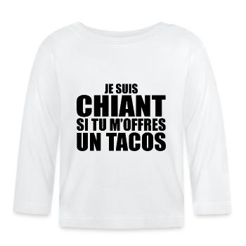 Mann, der liebt: Tacos. Lustiger Design-Humor - Baby Bio-Langarmshirt - Weiß - Vorne