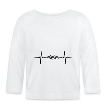 Heartbeat Waves icon - Organic Baby Long Sleeve T-Shirt - white - Front