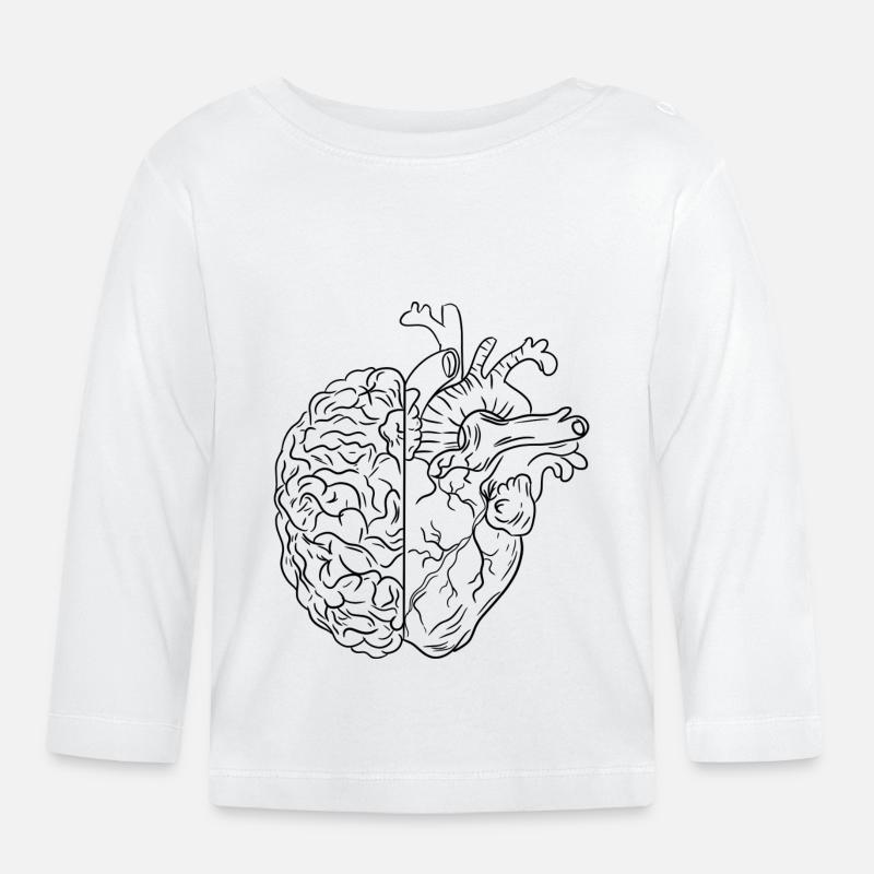 Mit Herz und Hirn - Baby Bio-Langarmshirt - Weiß