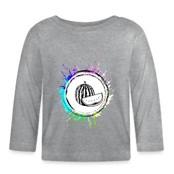 Melone Frucht Bunt - Baby Bio-Langarmshirt - Grau meliert - Vorne