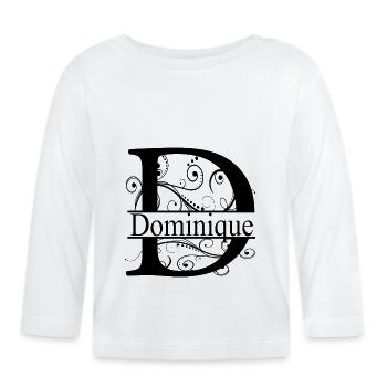Monogram with the name Dominique - Organic Baby Long Sleeve T-Shirt - white - Front