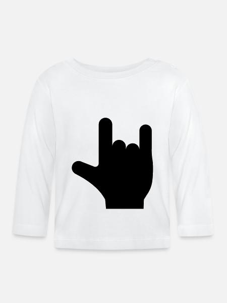Rock n Roll Hand - Baby Bio-Langarmshirt - Weiß