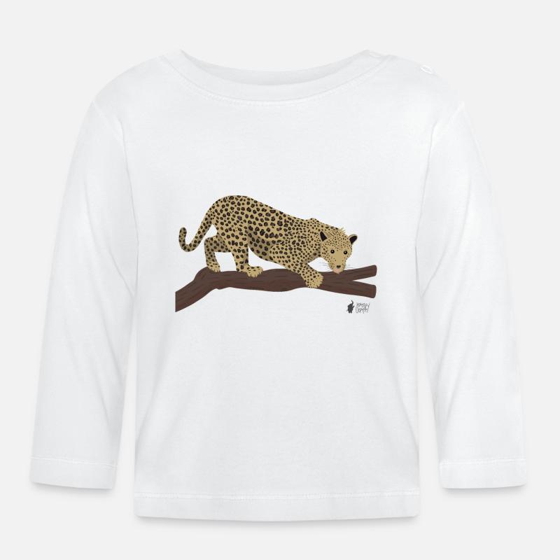Leopard - Baby Bio-Langarmshirt - Weiß