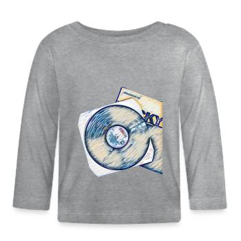 Schallplatte mit Cover - Baby Bio-Langarmshirt - Grau meliert - Vorne
