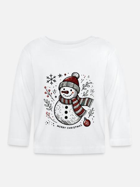 Sketchy Snowman - Baby Bio-Langarmshirt - Weiß