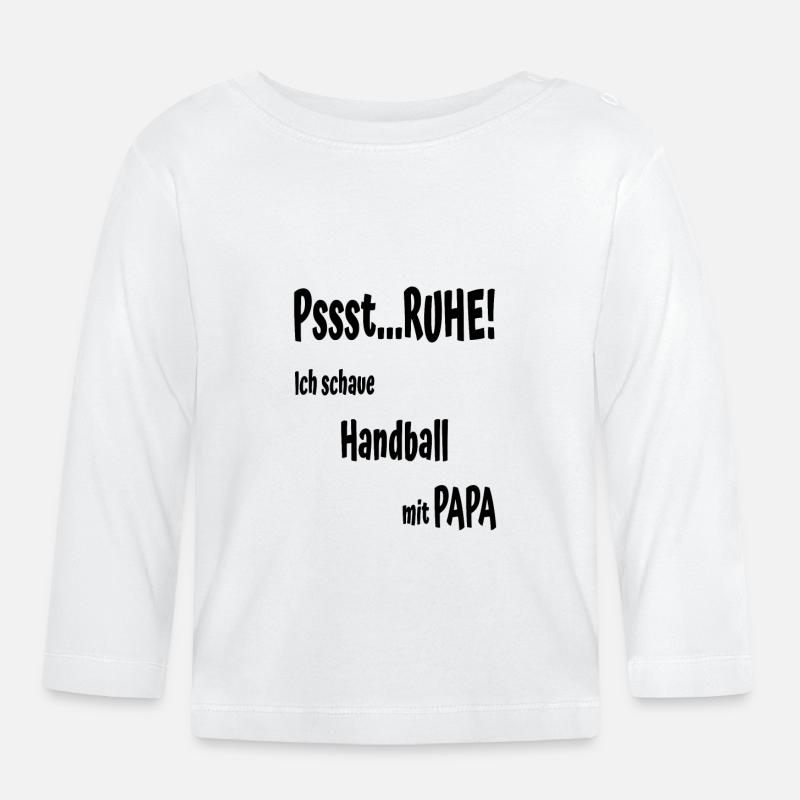 Handball avec papa - T-shirt manches longues bio Bébé - blanc