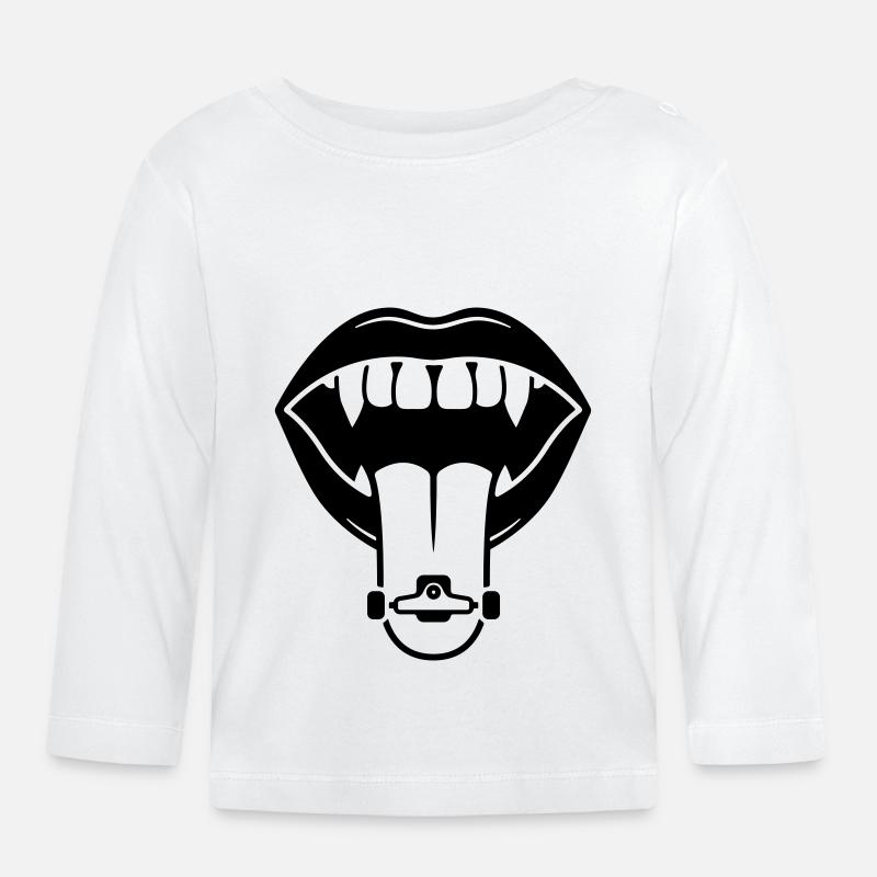 Skateboard Zunge - Baby Bio-Langarmshirt - Weiß
