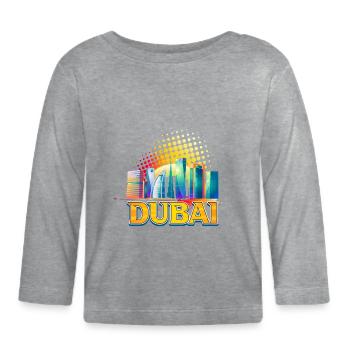 Dubaï Skyline Summer Sun Palm Beach Mer - T-shirt manches longues bio Bébé - gris chiné - Devant
