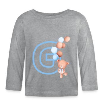 Letter g blue bear - Organic Baby Long Sleeve T-Shirt - heather grey - Front