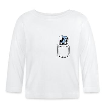 Ma chaise de plage dans ma poche - poche poitrine - T-shirt manches longues bio Bébé - blanc - Devant