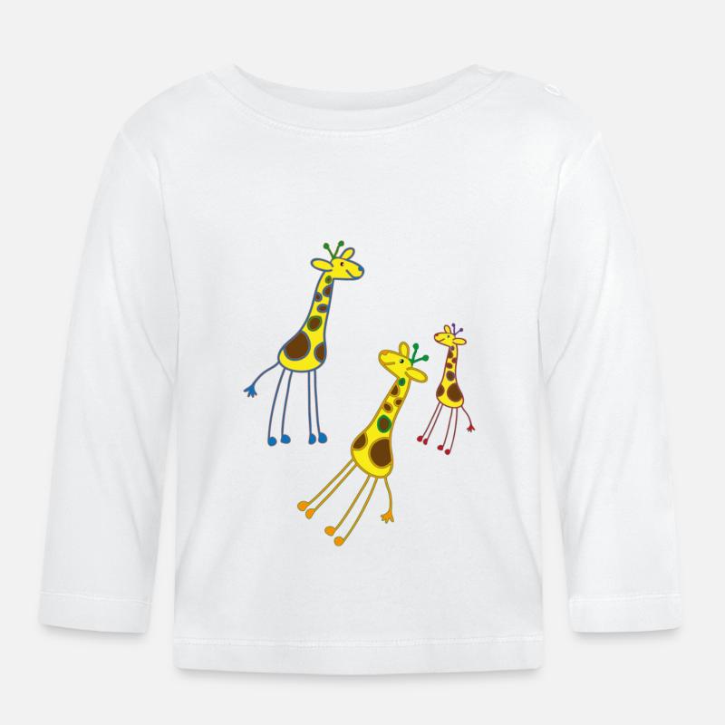 Giraffen - Baby Bio-Langarmshirt - Weiß