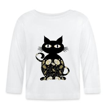 Katze - Baby Bio-Langarmshirt - Weiß - Vorne