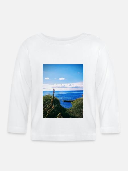 Meerblick Meerliebe - Baby Bio-Langarmshirt - Weiß