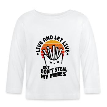 Vivre et laisser vivre mais ne vole pas mes frites drôle - T-shirt manches longues bio Bébé - blanc - Devant