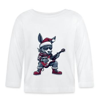 Guitare Rocker Donkey Christmas - T-shirt manches longues bio Bébé - blanc - Devant