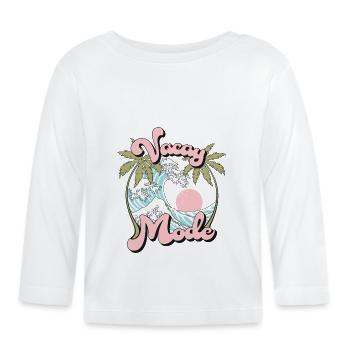 Vacay Mode Sommer Urlaub Palmen Wellen Retro - Baby Bio-Langarmshirt - Weiß - Vorne