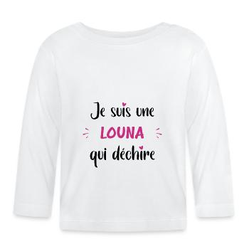 Je suis une louna qui déchire - T-shirt manches longues bio Bébé - blanc - Devant