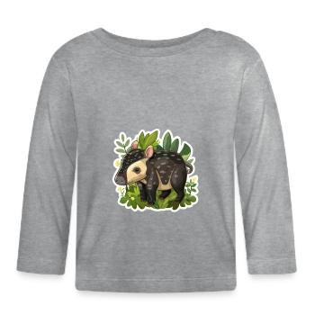 Cute Mountain Tapir Illustration - Adorable Animal - Organic Baby Long Sleeve T-Shirt - heather grey - Front