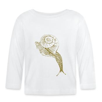 Brown snail - Organic Baby Long Sleeve T-Shirt - white - Front