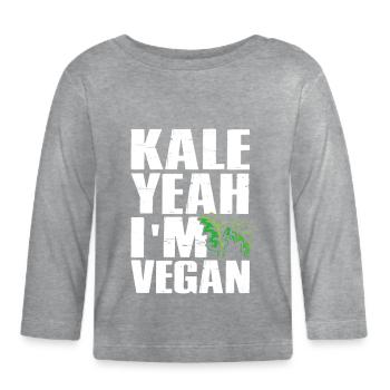 Kale Yeah I am Vegan - Baby Bio-Langarmshirt - Grau meliert - Vorne