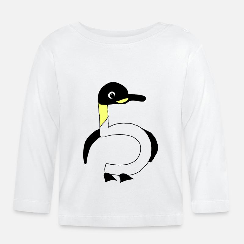 Pinguin 5 - Baby Bio-Langarmshirt - Weiß