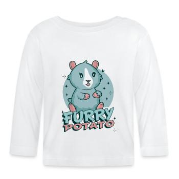 Drôle de cochon d’Inde disant motif cochon d’Inde - T-shirt manches longues bio Bébé - blanc - Devant