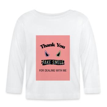 falsches Lächeln - Baby Bio-Langarmshirt - Weiß - Vorne
