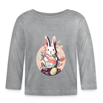 Osterhase - Baby Bio-Langarmshirt - Grau meliert - Vorne
