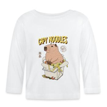 Capy Noodles - Organic Baby Long Sleeve T-Shirt - white - Front