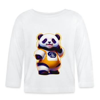 Little Fat Fantasy Science Fiction Panda - T-shirt manches longues bio Bébé - blanc - Devant