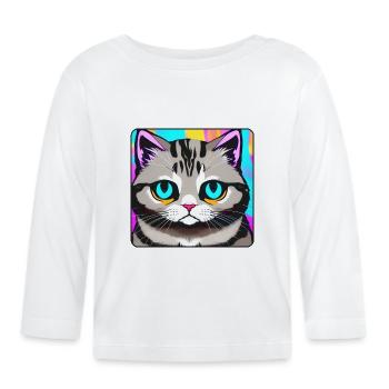 Chat de mauvaise humeur aux couleurs vives - T-shirt manches longues bio Bébé - blanc - Devant