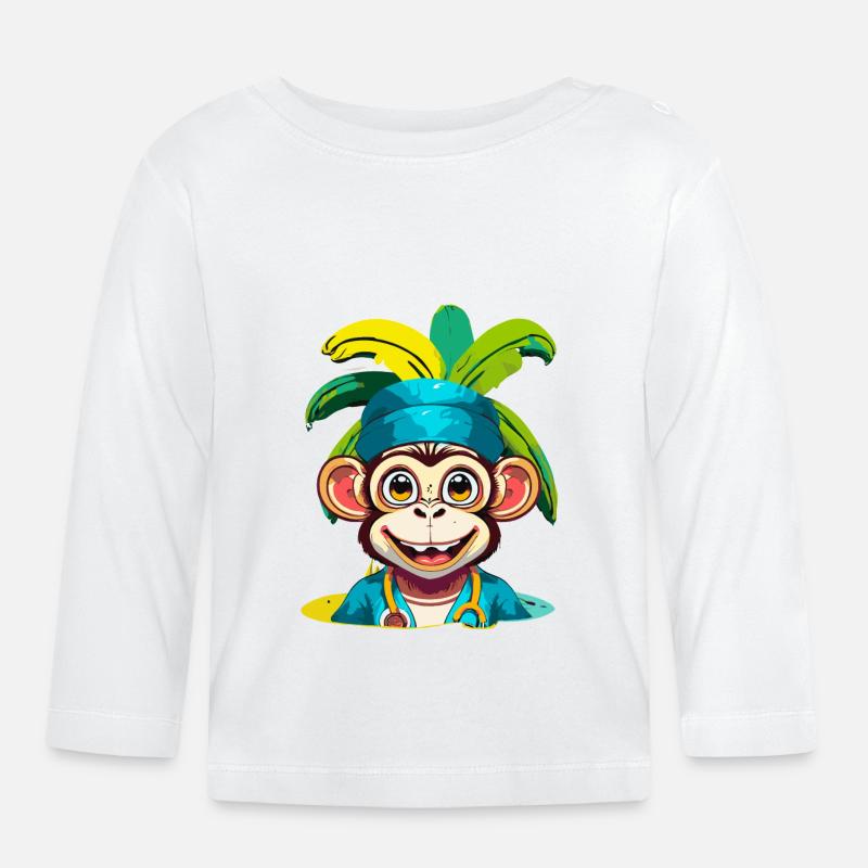 Singe docteur - T-shirt manches longues bio Bébé - blanc
