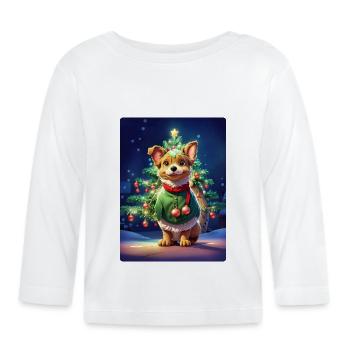 Modèle vierge de chien de Noël 1.5 - T-shirt manches longues bio Bébé - blanc - Devant