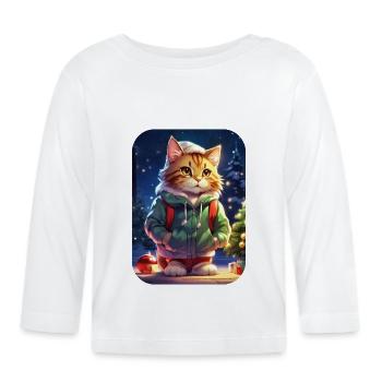 Modèle vierge de chat de Noël 1.7 - T-shirt manches longues bio Bébé - blanc - Devant