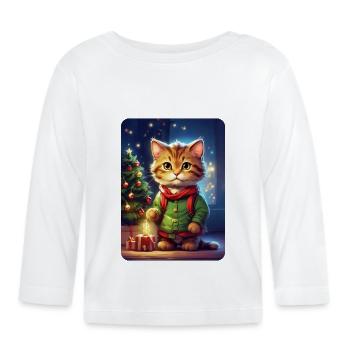 Modèle vierge de chat de Noël 1.5 - T-shirt manches longues bio Bébé - blanc - Devant