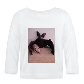 Night Wing Bat and Mouse - Organic Baby Long Sleeve T-Shirt - white - Front