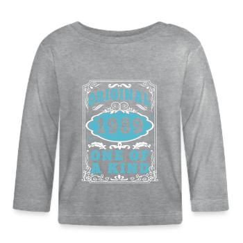 Original 1989 Vintage Retro. Geburtstag T-Shirt 2 - Baby Bio-Langarmshirt - Grau meliert - Vorne