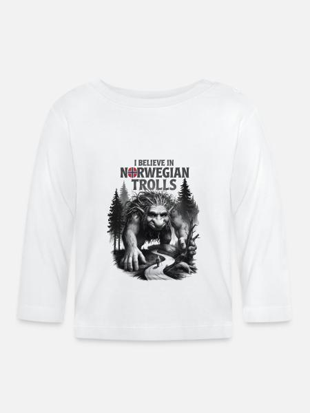 Ich glaube an norwegische Trolle - Norwegen - Baby Bio-Langarmshirt - Weiß